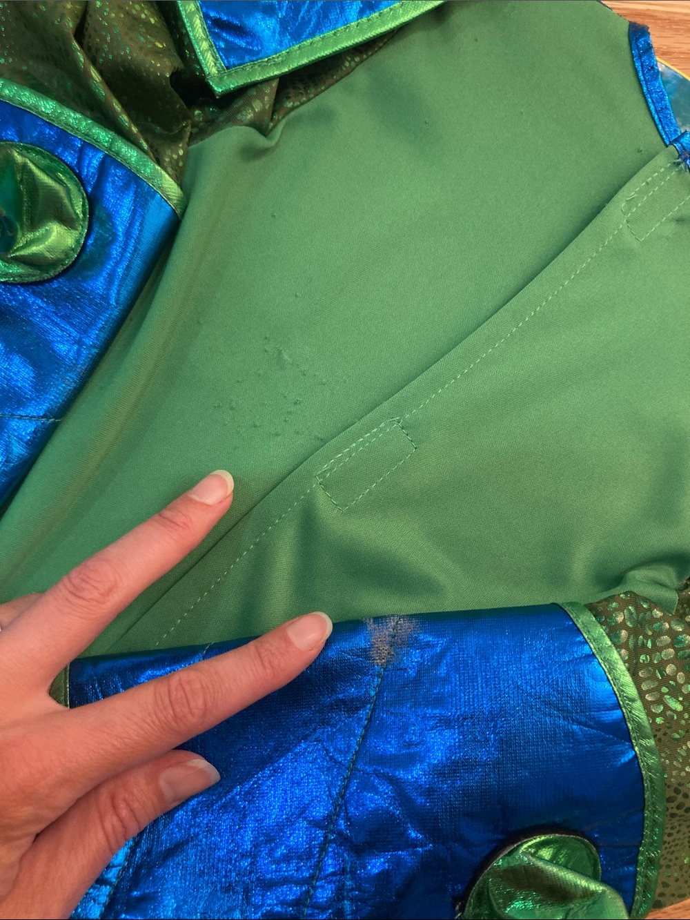 Kids Shimmering Green & Blue Dragon Costume - Sparkle Dragon Outfit - Picture 5 of 5